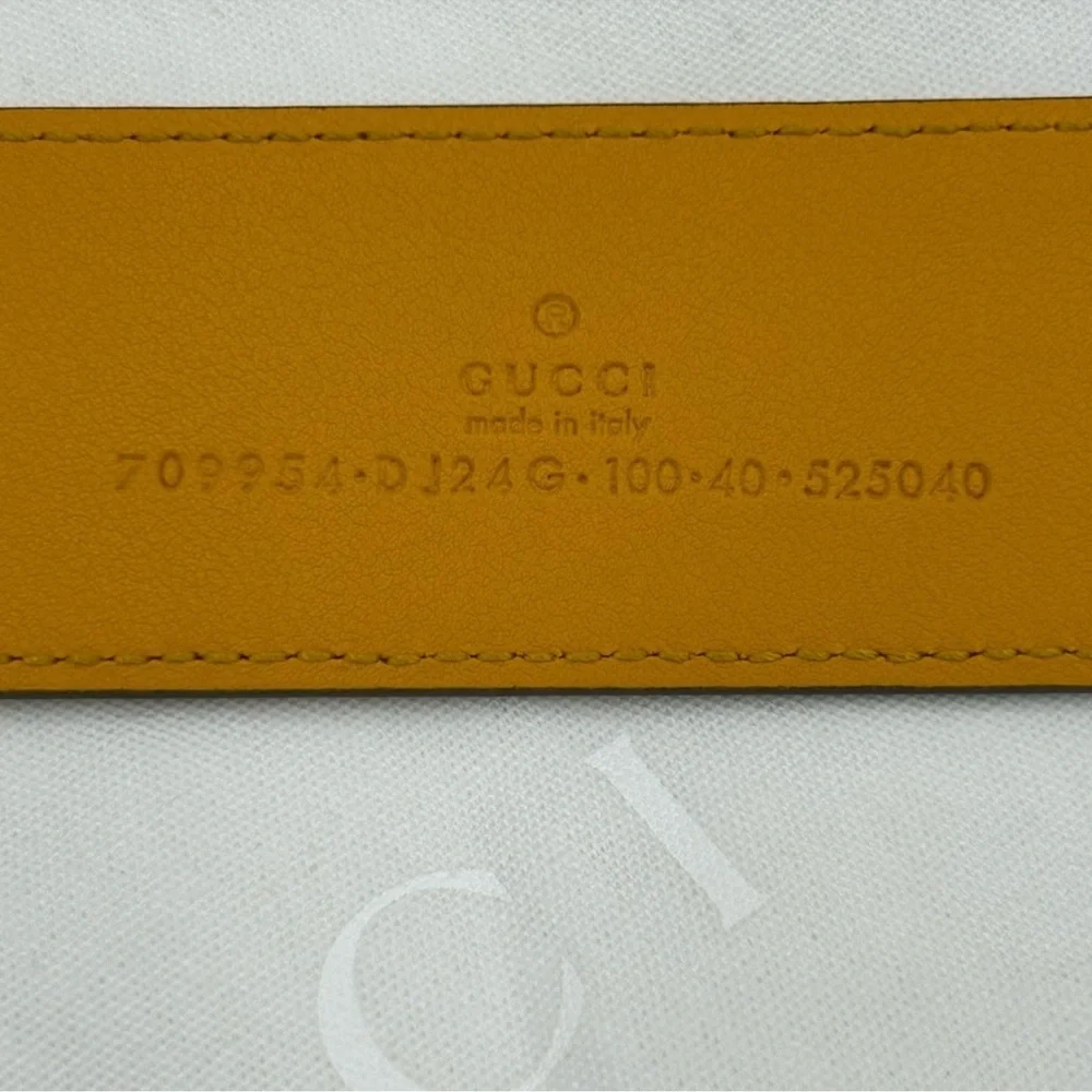 Men’s Gucci, two-tone leather belt, memorable buckle size 100 cm/40 inch